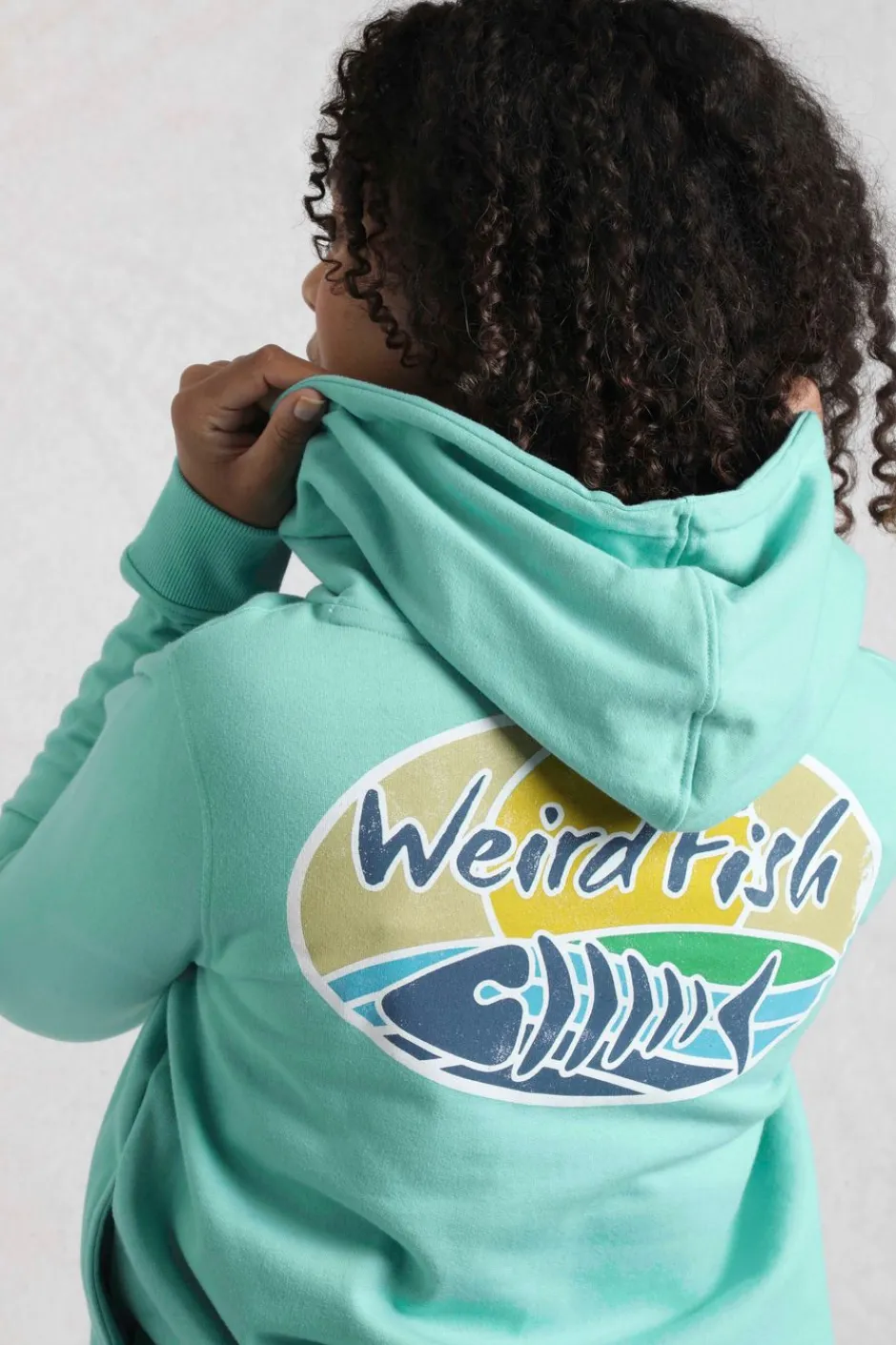 Weird Fish Sweatshirts & Hoodies|Kira Eco Back Print Popover Hoodie Aqua Marine