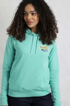 Weird Fish Sweatshirts & Hoodies|Kira Eco Back Print Popover Hoodie Aqua Marine