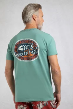 Weird Fish T-Shirts|Laid Back Heritage Back Print Graphic T-Shirt Mineral Blue