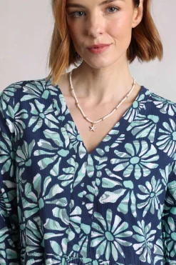 Weird Fish Dresses|Lainey Printed Seersucker Midi Dress Aqua Marine