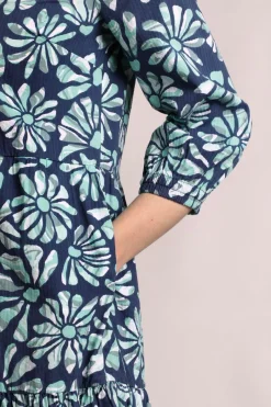 Weird Fish Dresses|Lainey Printed Seersucker Midi Dress Aqua Marine