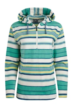 Weird Fish Fleece|Sweatshirts & Hoodies|Lana 1/4 Zip Stripe Microfleece Hoodie Aqua Marine