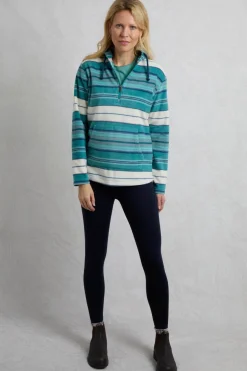 Weird Fish Fleece|Sweatshirts & Hoodies|Lana 1/4 Zip Stripe Microfleece Hoodie Lagoon Blue