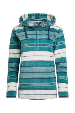 Weird Fish Fleece|Sweatshirts & Hoodies|Lana 1/4 Zip Stripe Microfleece Hoodie Lagoon Blue