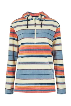 Weird Fish Fleece|Sweatshirts & Hoodies|Lana 1/4 Zip Stripe Microfleece Hoodie Ecru