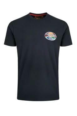 Weird Fish T-Shirts|Land and Sea Back Print Graphic T-Shirt Navy