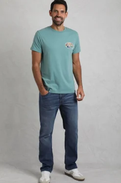 Weird Fish T-Shirts|Land and Sea Back Print Graphic T-Shirt Mineral Blue