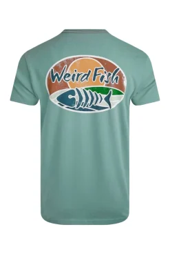 Weird Fish T-Shirts|Land and Sea Back Print Graphic T-Shirt Mineral Blue