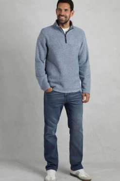 Weird Fish Fleece|Laramie Eco 1/4 Zip Snow Marl Fleece Mid Blue