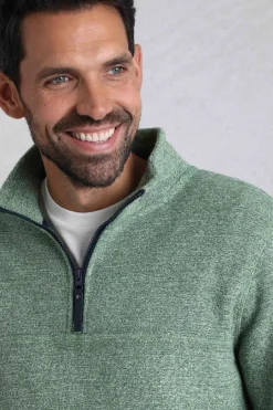 Weird Fish Fleece|Laramie Eco 1/4 Zip Snow Marl Fleece Olive