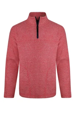 Weird Fish Fleece|Laramie Eco 1/4 Zip Snow Marl Fleece Tango Red