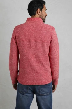 Weird Fish Fleece|Laramie Eco 1/4 Zip Snow Marl Fleece Tango Red