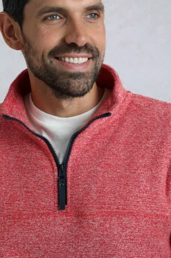 Weird Fish Fleece|Laramie Eco 1/4 Zip Snow Marl Fleece Tango Red