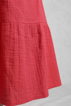 Weird Fish Skirts|Lathika Organic Cotton Tiered Midi Skirt Crimson