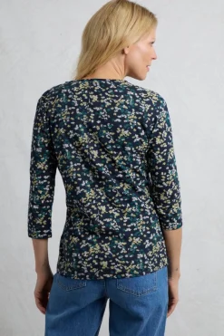 Weird Fish Tunics|Tops & T-Shirts|Laveda Organic Cotton Printed Slub Jersey T-Shirt Twilight