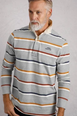 Weird Fish Rugbys|Polo & Rugby Shirts|Laxton Organic Cotton Striped Rugby Shirt Grey Marl