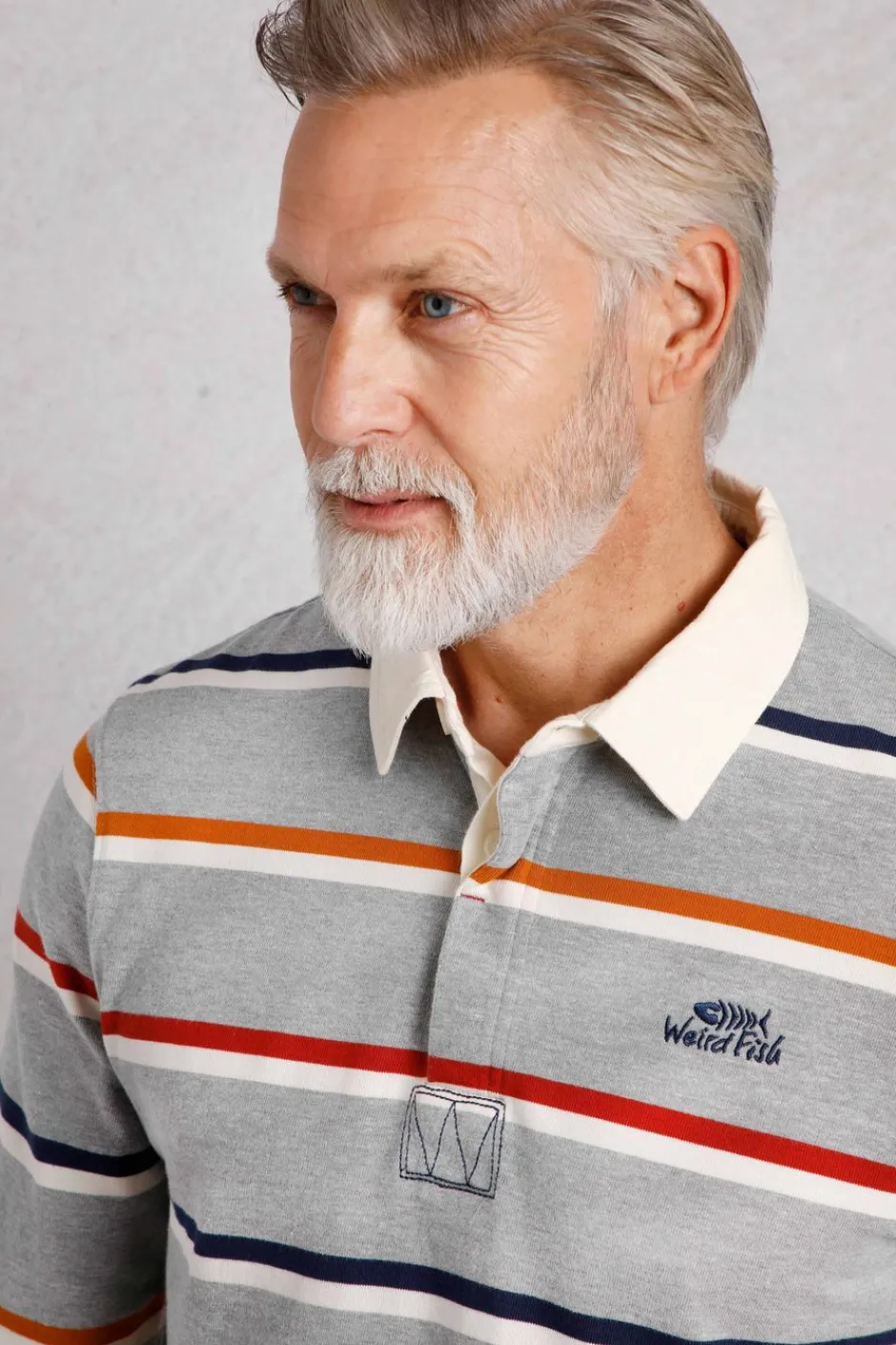 Weird Fish Rugbys|Polo & Rugby Shirts|Laxton Organic Cotton Striped Rugby Shirt Grey Marl