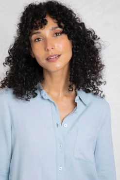 Weird Fish Tunics|Tops & T-Shirts|Layla Linen Rich Long Sleeve Shirt Sky Blue