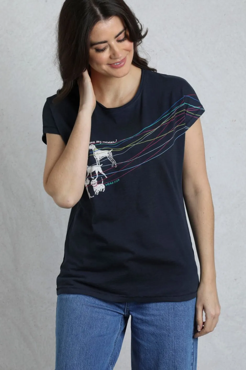 Weird Fish Tunics|Tops & T-Shirts|Lead The Way Organic Cotton Graphic T-Shirt Navy