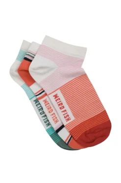 Weird Fish Socks & Tights|Socks & Tights|Loretta Trainer Socks 3 Pack Peachblossom