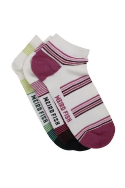 Weird Fish Socks & Tights|Socks & Tights|Loretta Trainer Socks 3 Pack Dark Raspberry