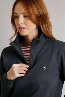 Weird Fish Sweatshirts & Hoodies|Lottie Jersey 1/4 Zip Sweatshirt Navy