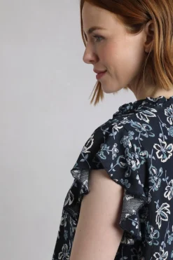 Weird Fish Tunics|Tops & T-Shirts|Lucetta Lenzing EcoVero™ Printed Viscose Blouse Black Iris