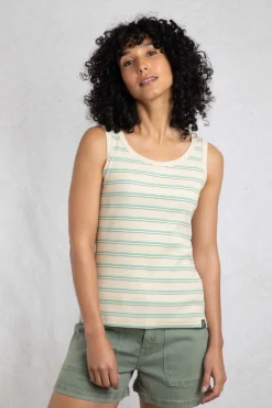 Weird Fish Tunics|Tops & T-Shirts|Luna Organic Cotton Ribbed Stripe Vest Mineral Blue
