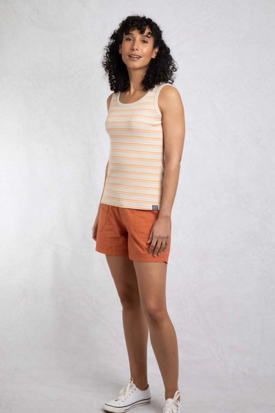 Weird Fish Tunics|Tops & T-Shirts|Luna Organic Cotton Ribbed Stripe Vest Peachblossom