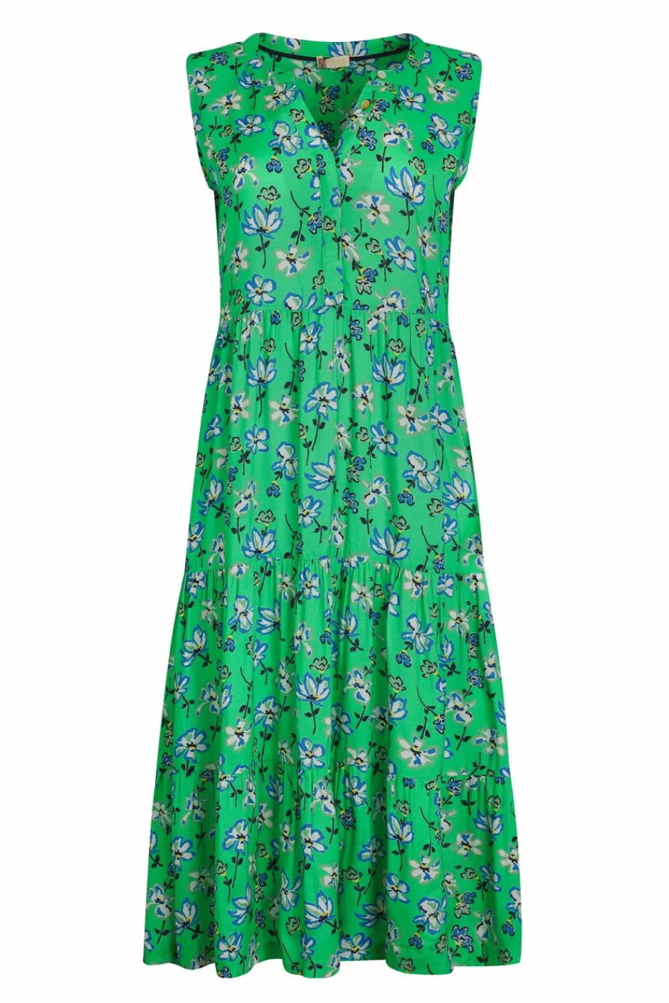 Weird Fish Dresses|Mala Lenzing EcoVero™ Printed Sleeveless Dress Grass Green