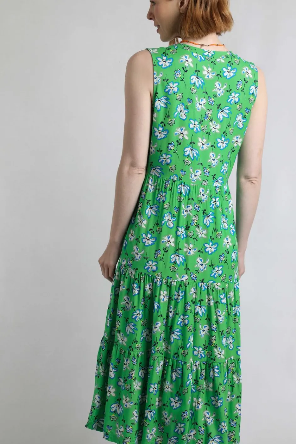 Weird Fish Dresses|Mala Lenzing EcoVero™ Printed Sleeveless Dress Grass Green