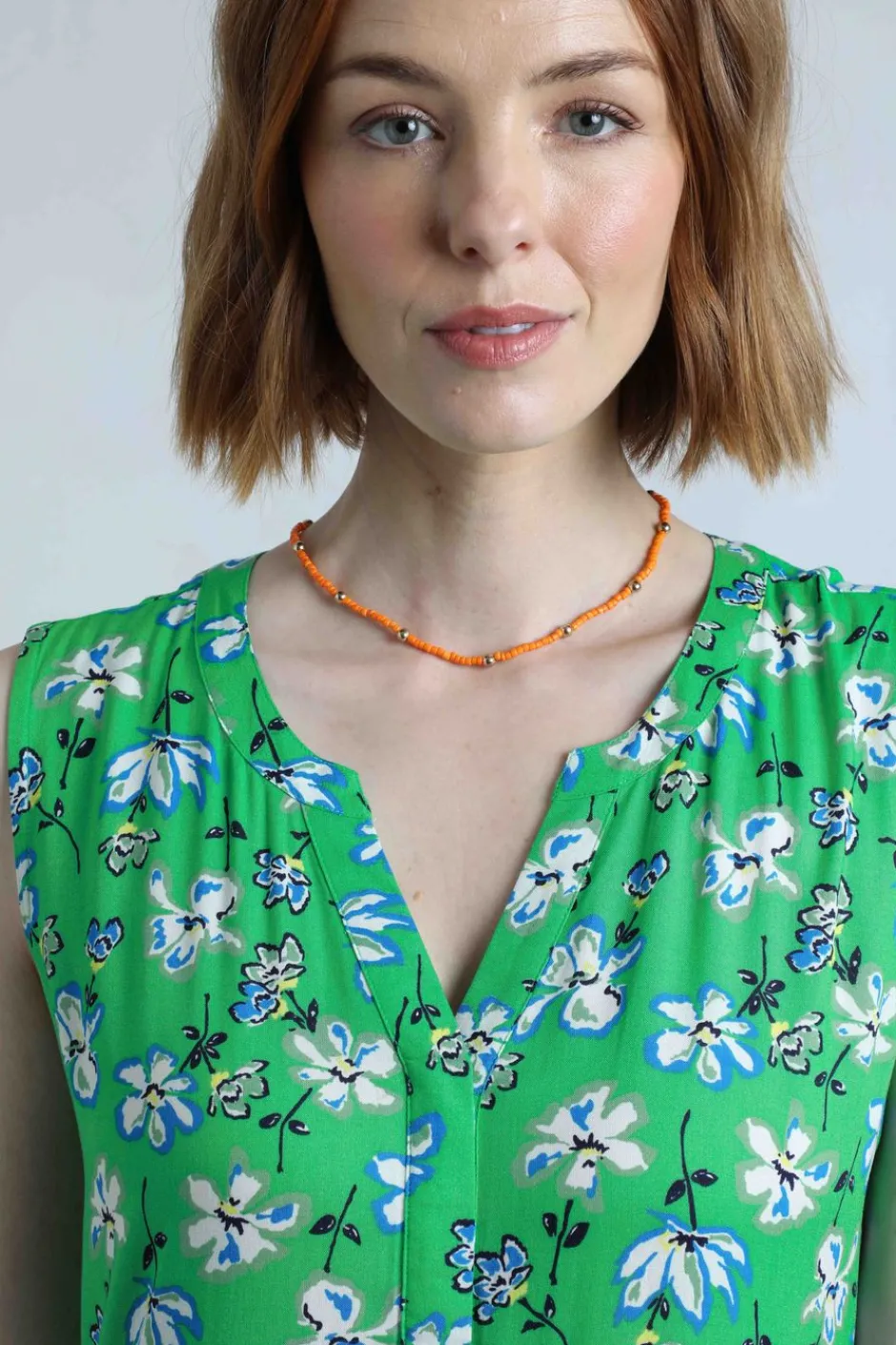 Weird Fish Dresses|Mala Lenzing EcoVero™ Printed Sleeveless Dress Grass Green