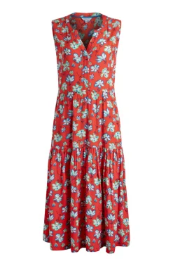 Weird Fish Dresses|Mala Lenzing EcoVero™ Printed Sleeveless Dress Red