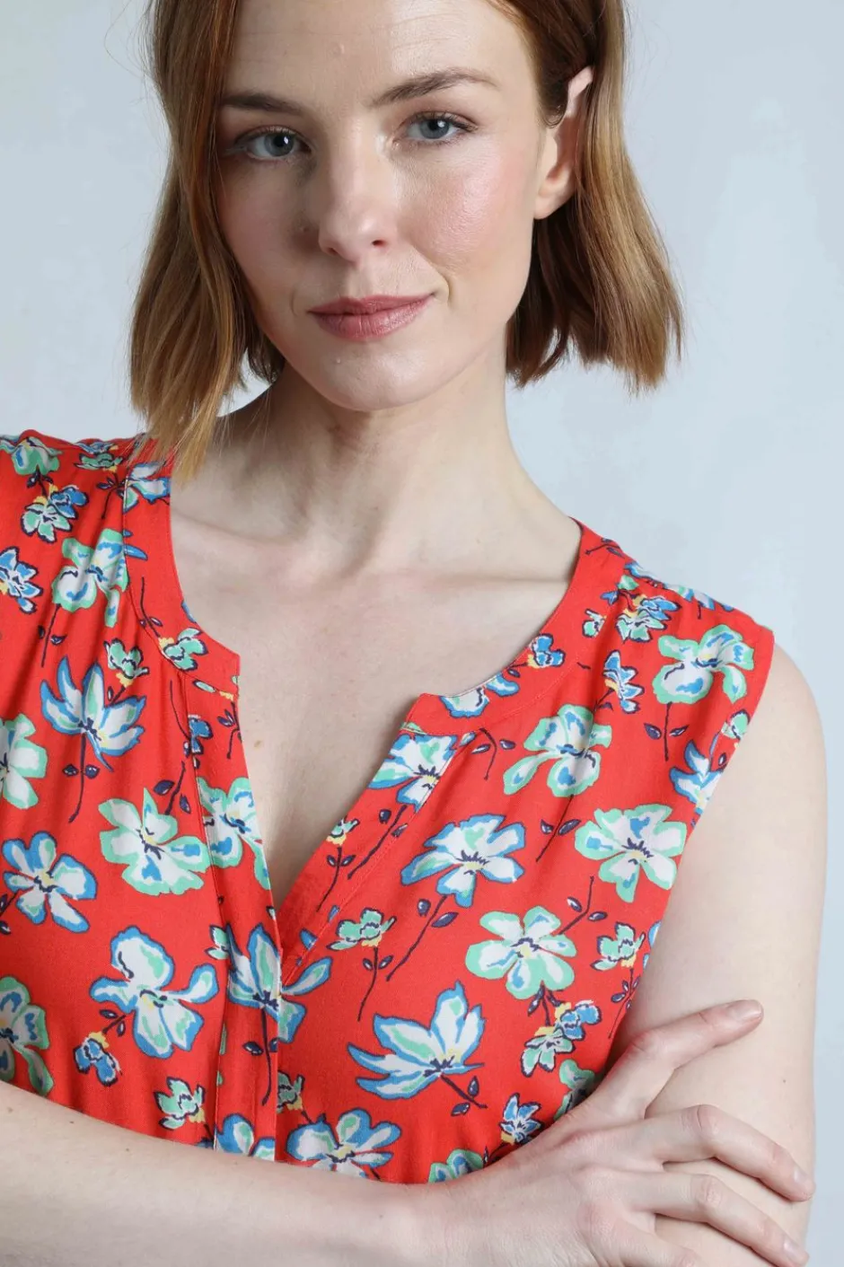 Weird Fish Dresses|Mala Lenzing EcoVero™ Printed Sleeveless Dress Red