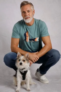 Weird Fish T-Shirts|Man's Best Friend Eco Graphic T-Shirt Mineral Blue