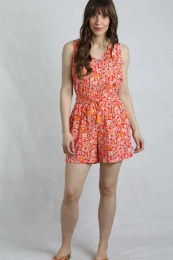 Weird Fish Dresses|Leggings|Mare Eco Viscose Printed Playsuit Tango Red