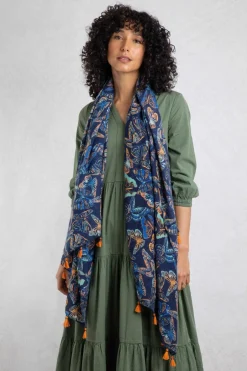 Weird Fish Socks & Tights|Socks & Tights|Marelia Eco Printed Scarf Dark Blue