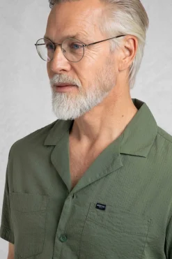 Weird Fish Shirts|Maxwell Seersucker Shirt Army Green