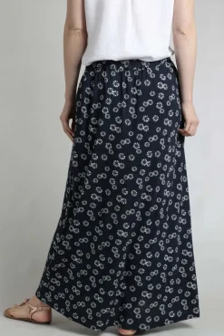 Weird Fish Skirts|Medivet Printed Jersey Maxi Skirt Navy Blue