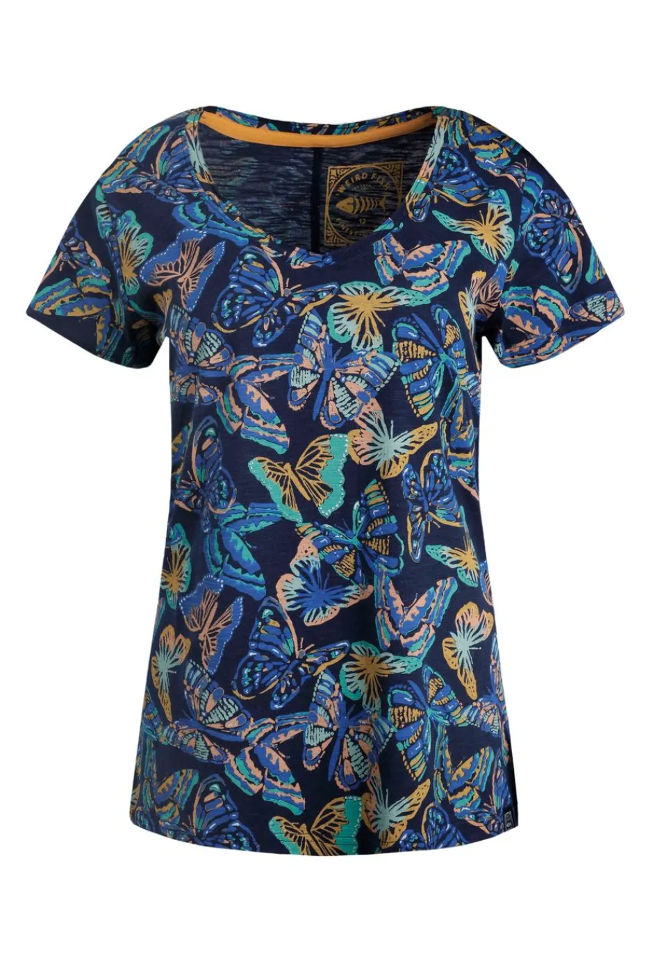 Weird Fish Tunics|Tops & T-Shirts|Merica Organic Cotton Printed Jersey T-Shirt Dark Blue