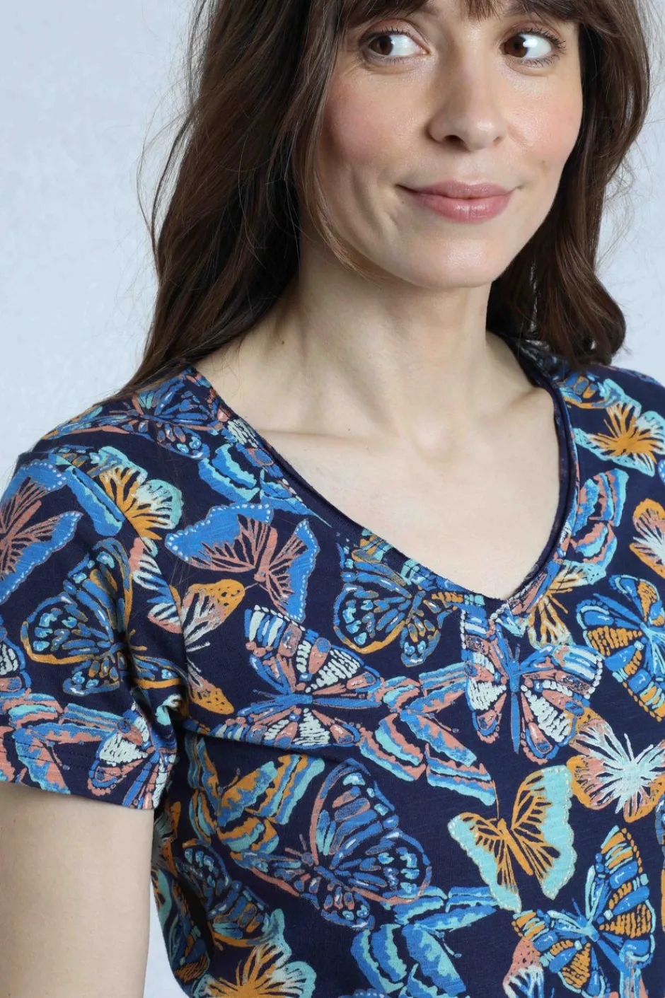 Weird Fish Tunics|Tops & T-Shirts|Merica Organic Cotton Printed Jersey T-Shirt Dark Blue
