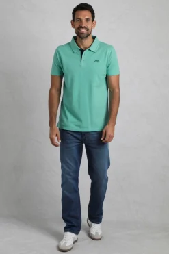 Weird Fish Polo & Rugby Shirts|Miles Organic Cotton Pique Polo Aqua Marine