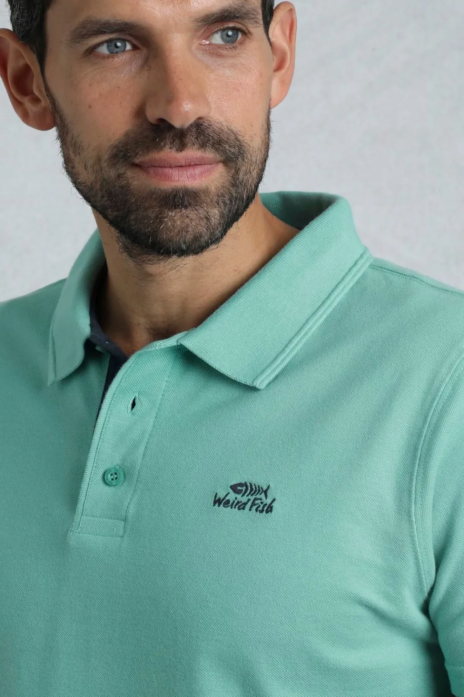 Weird Fish Polo & Rugby Shirts|Miles Organic Cotton Pique Polo Aqua Marine