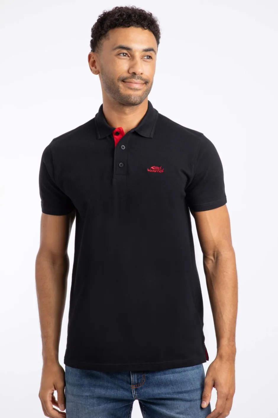 Weird Fish Polo & Rugby Shirts|Miles Organic Cotton Pique Polo Black