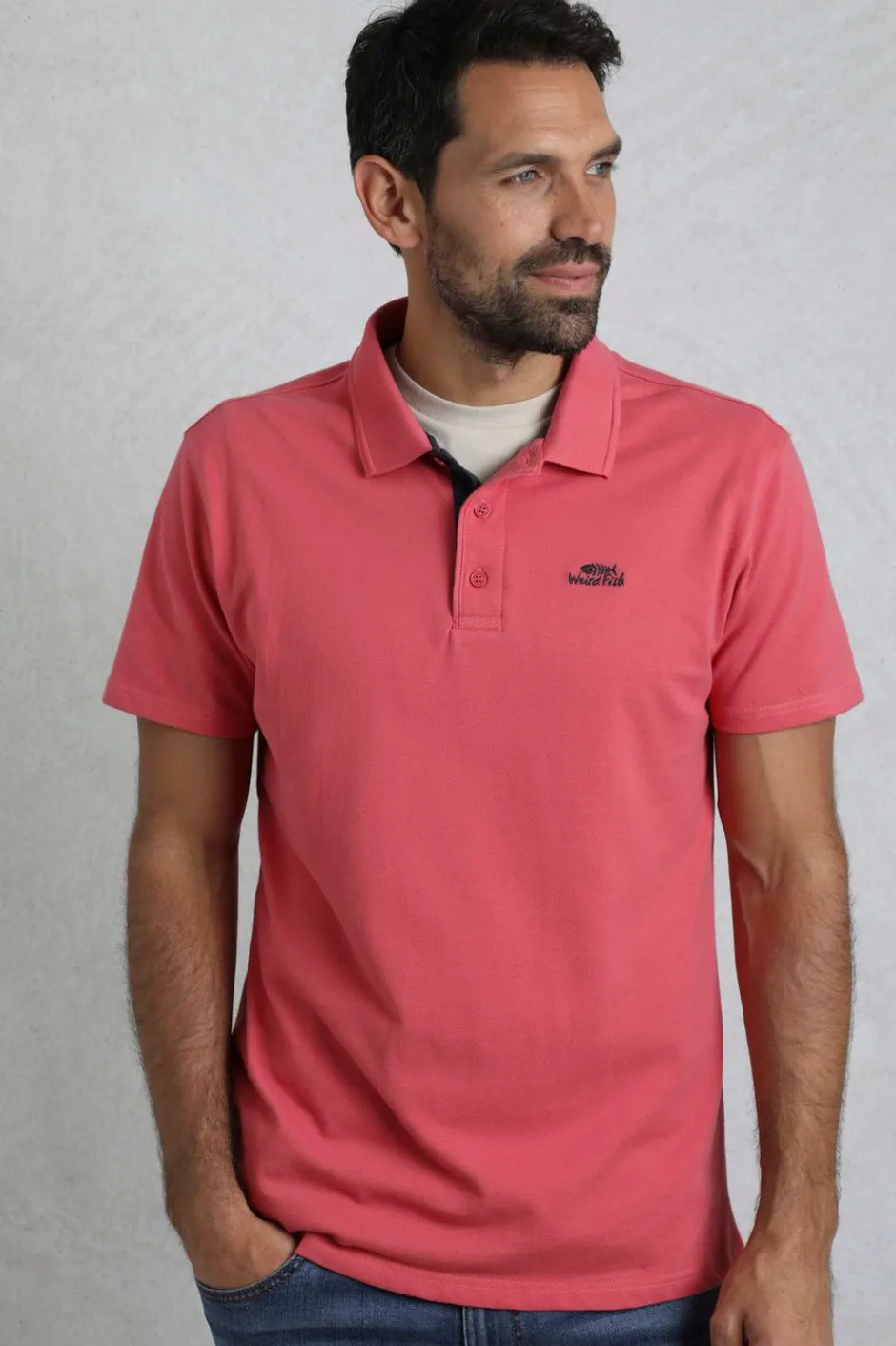 Weird Fish Polo & Rugby Shirts|Miles Organic Cotton Pique Polo Dark Pink