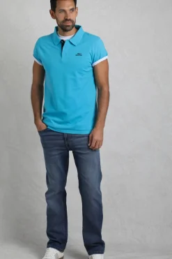 Weird Fish Polo & Rugby Shirts|Miles Organic Cotton Pique Polo Oceano