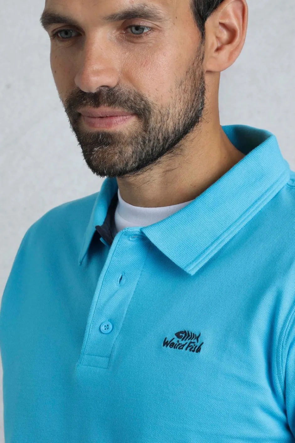 Weird Fish Polo & Rugby Shirts|Miles Organic Cotton Pique Polo Oceano