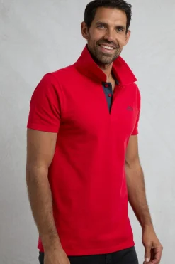 Weird Fish Polo & Rugby Shirts|Miles Organic Cotton Pique Polo Barberry Red Marl
