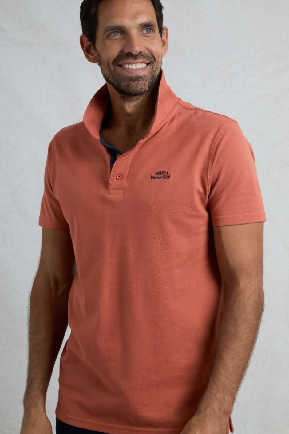 Weird Fish Polo & Rugby Shirts|Miles Organic Cotton Pique Polo Baked Clay