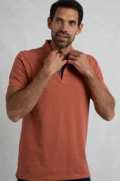 Weird Fish Polo & Rugby Shirts|Miles Organic Cotton Pique Polo Baked Clay